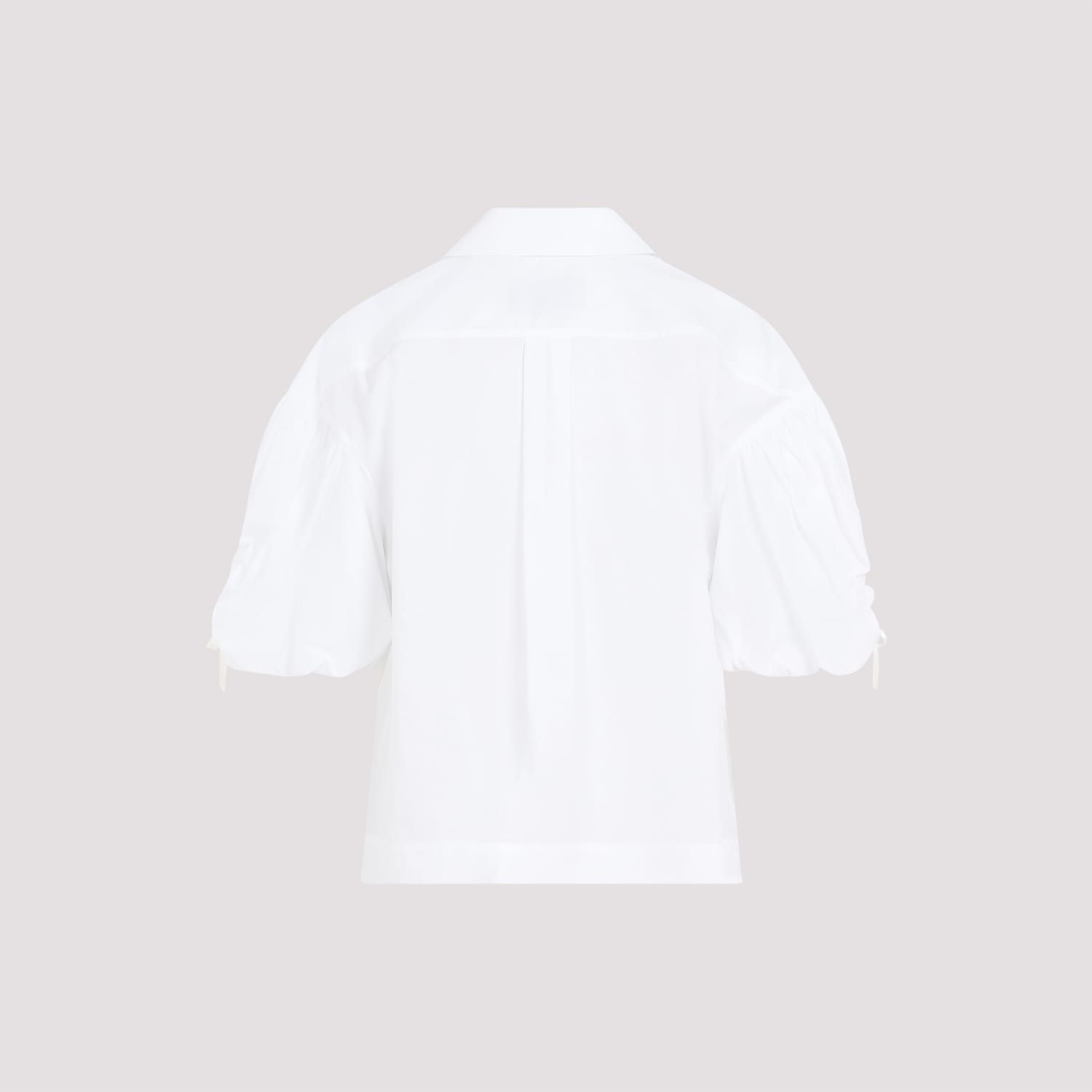 Shop Simone Rocha Puff Sleeve Boxy Shirt In White/pearl