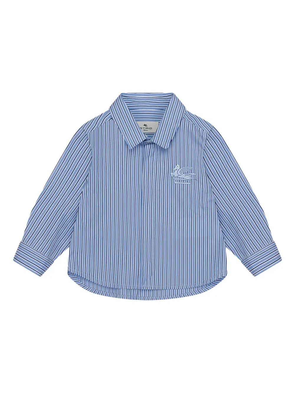 Shop Etro Blue Striped Shirt With Logo