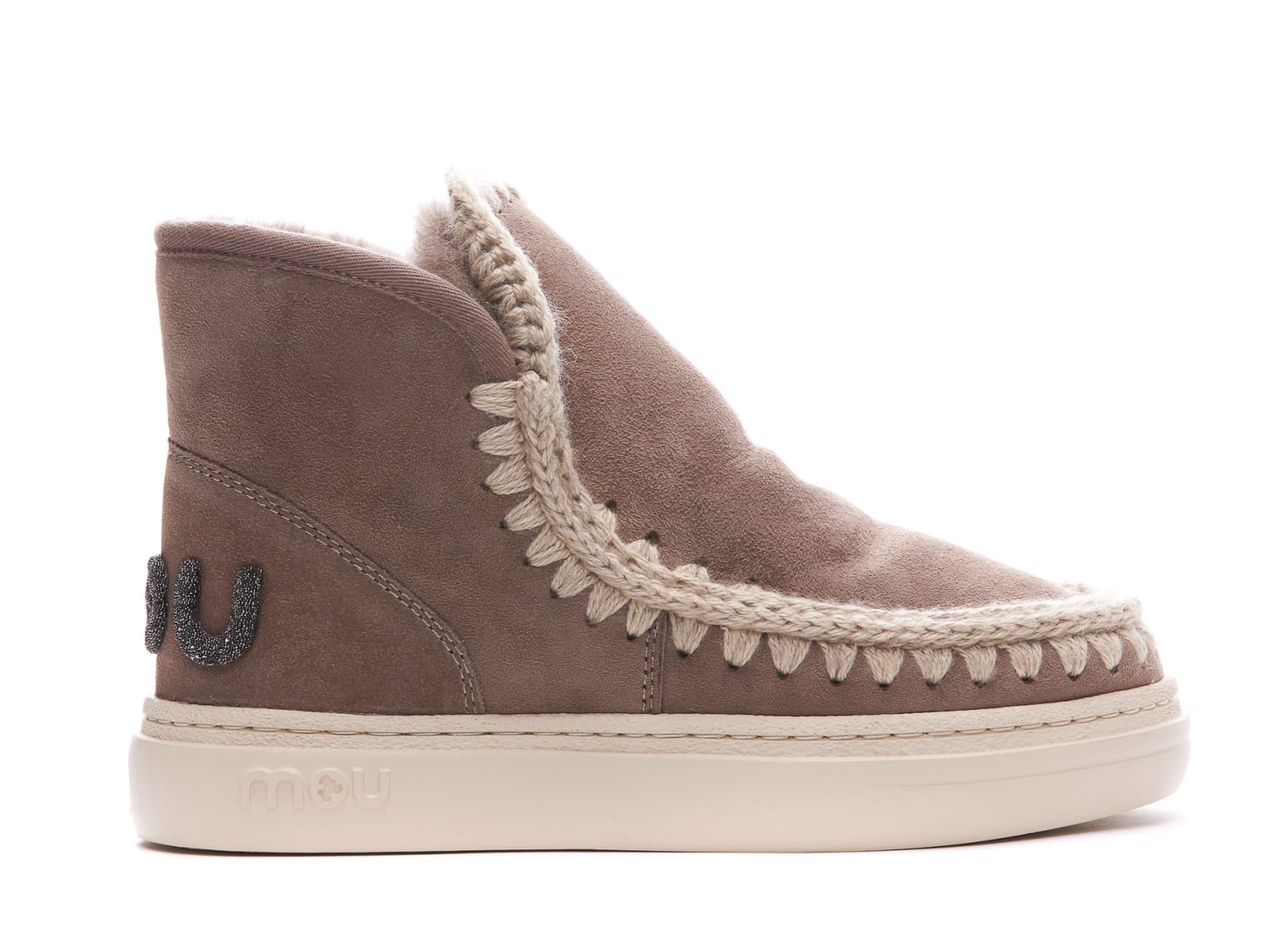 Mou Eskimo Bold Sneaker Glitter Logo In Brown