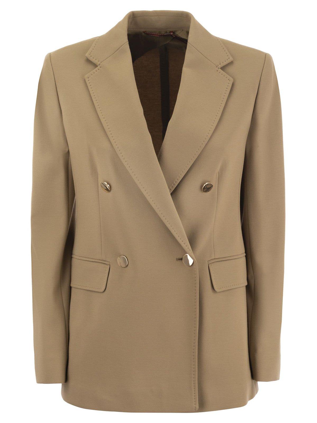 Shop Max Mara Double-breasted Long-sleeved Jacket  Studio In Camel
