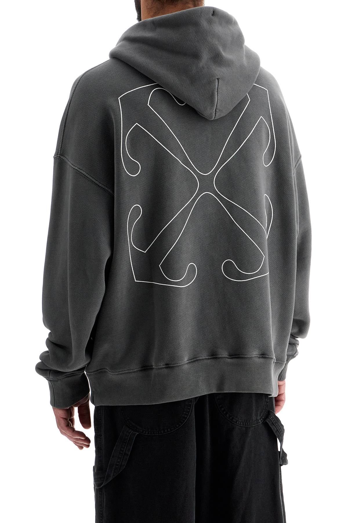 Shop Off-white Outline Arrow Hoodie In Black - White (grey)