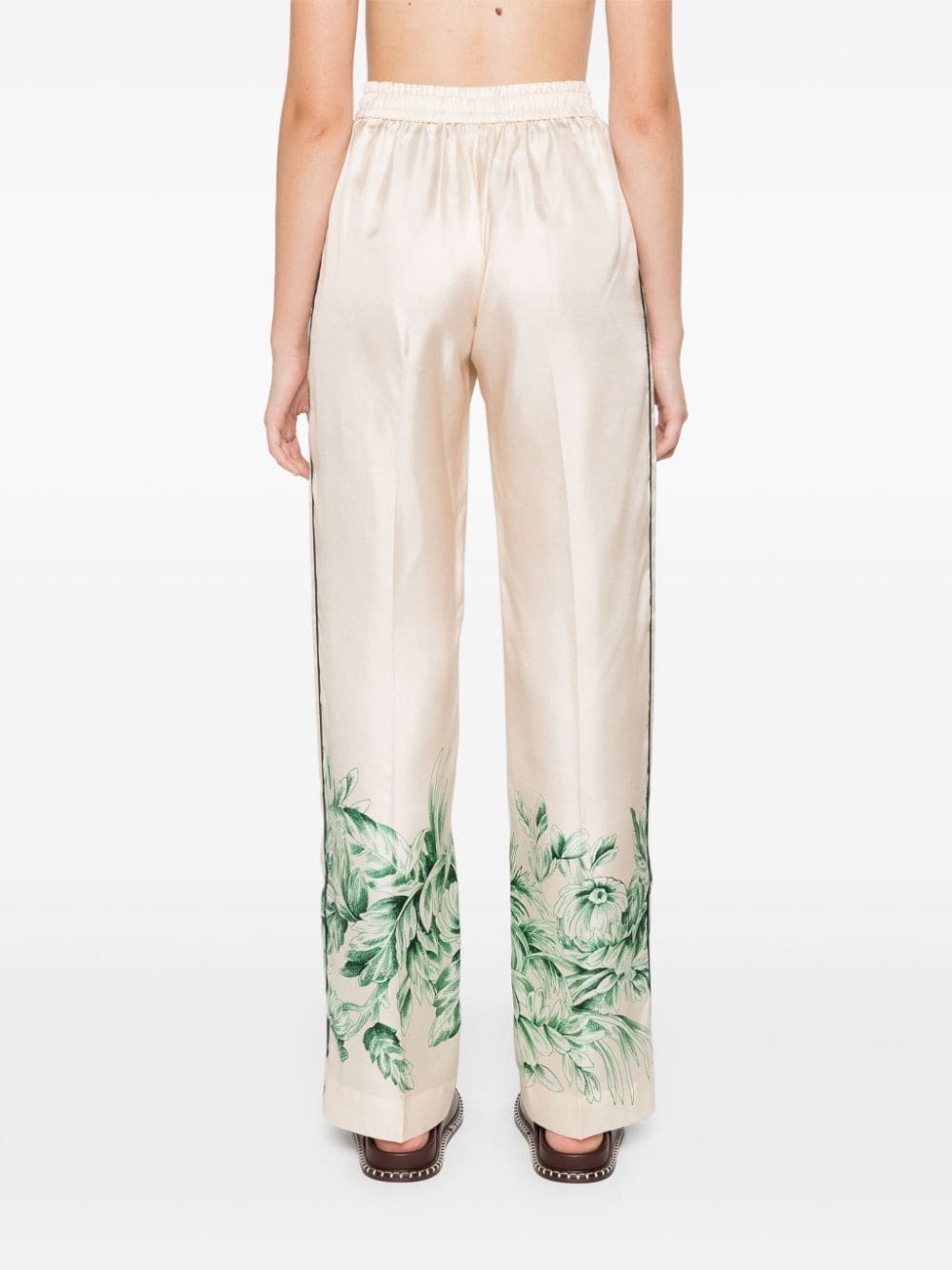 F.r.s For Restless Sleepers Silk Printed Trousers In Neutral