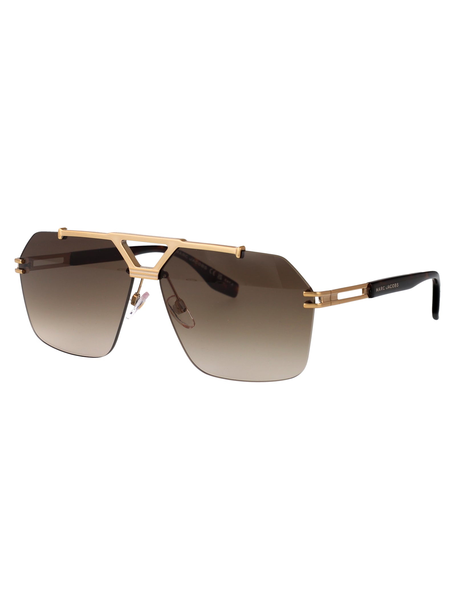 Marc Jacobs Gold Havana Titanium Sunglasses In Gold