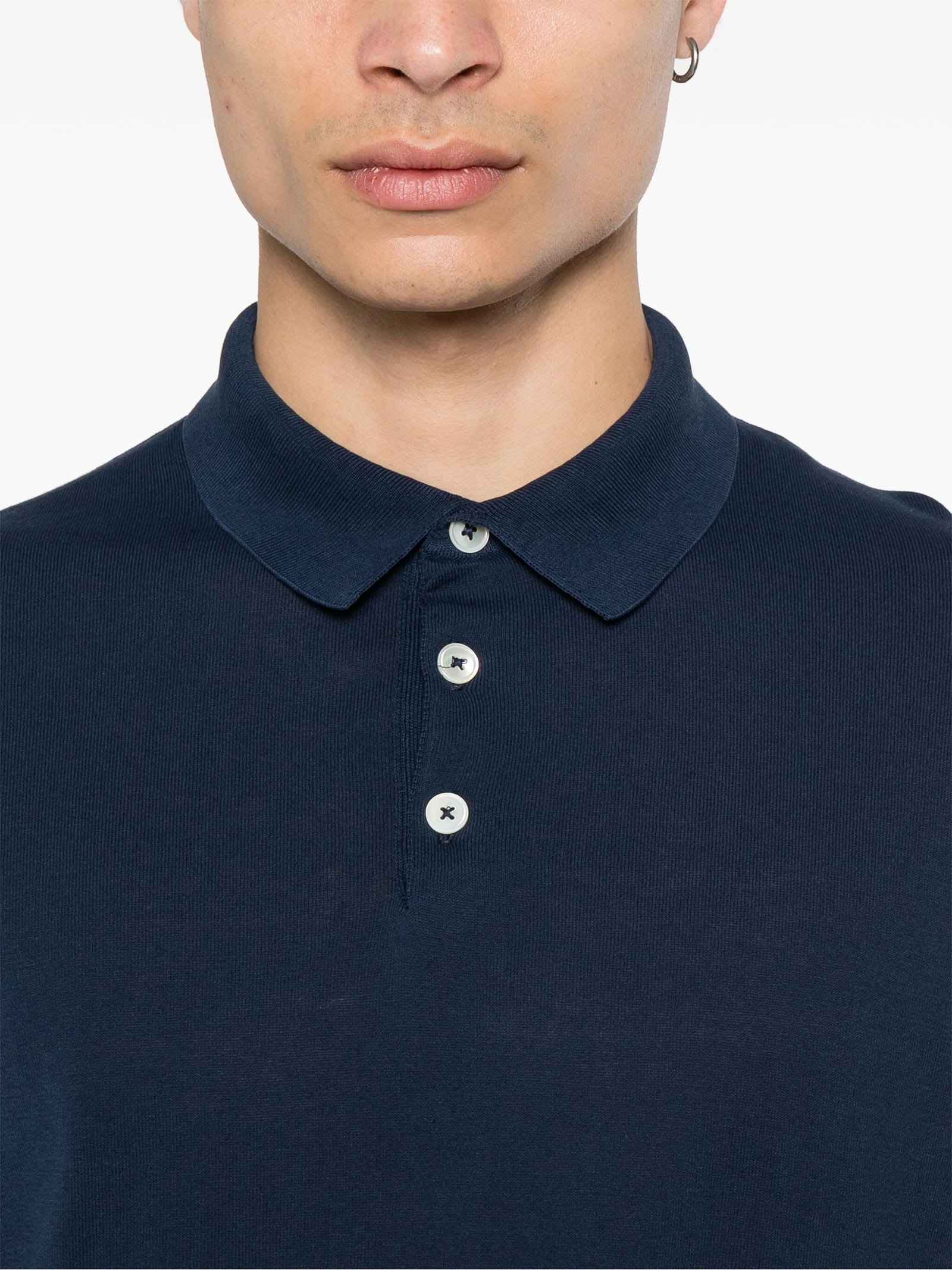 Shop Eleventy Cotton Polo Shirt In Blue
