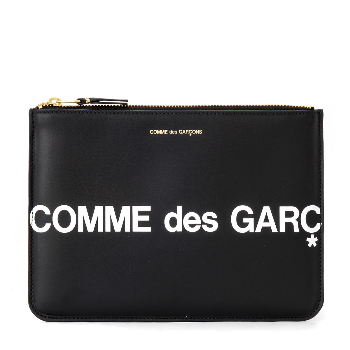 Comme Des Garçons Wallet Huge Logo Sachet In Black Leather