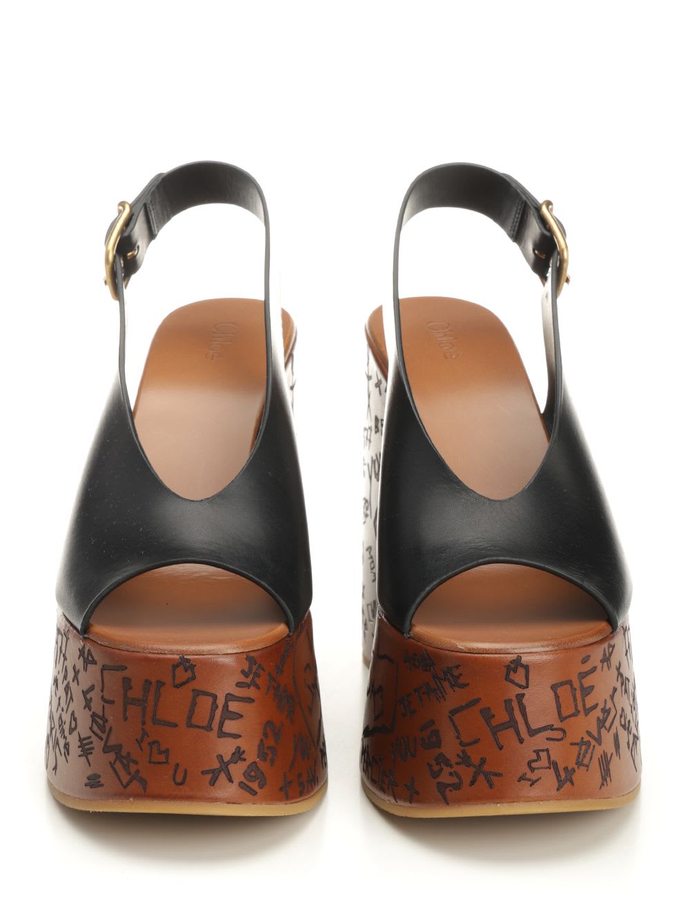 Chloé Maxime Wedge Sandals In Black