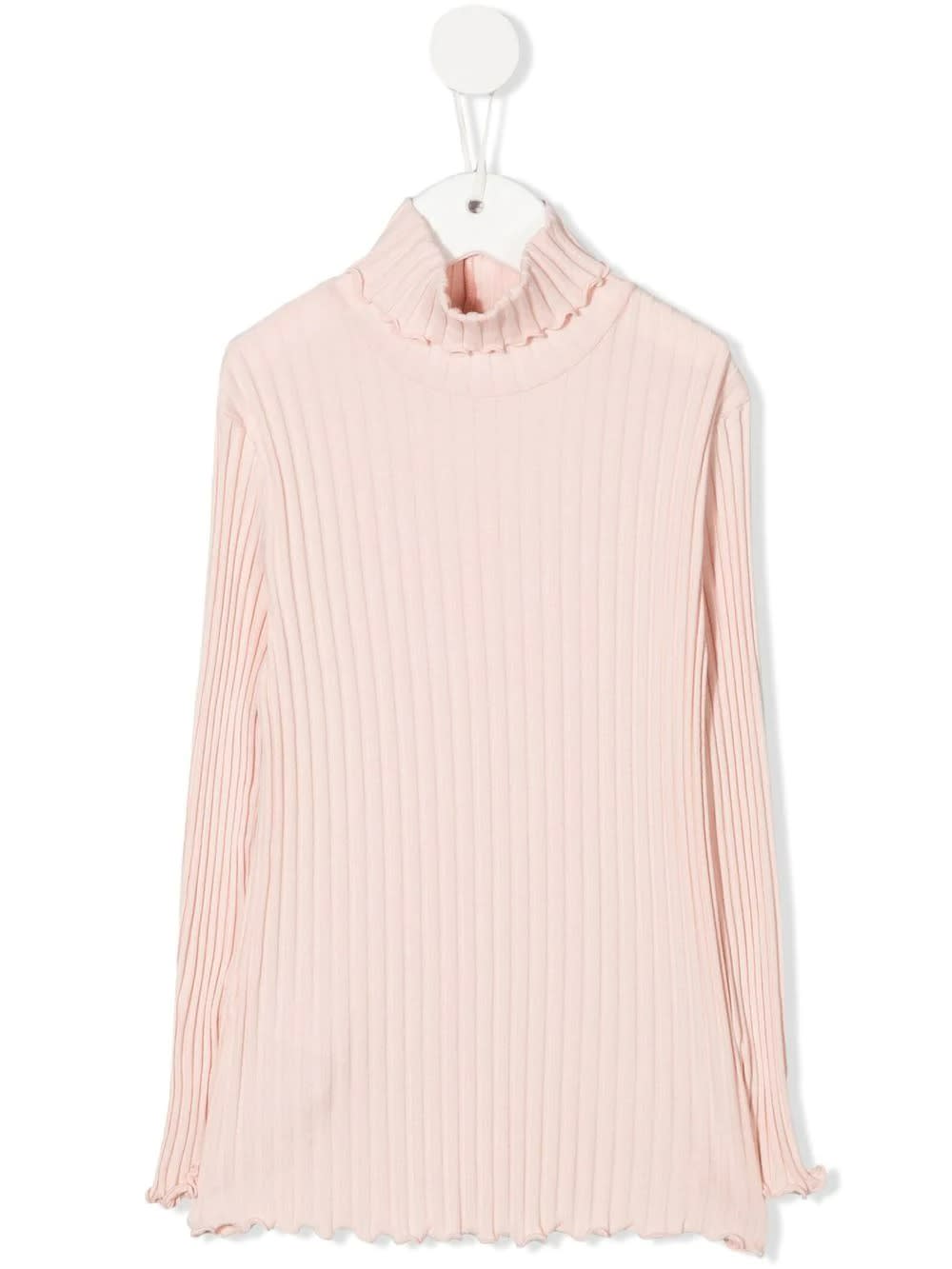 Il Gufo Kids Turtleneck In Pink Ribbed Jersey
