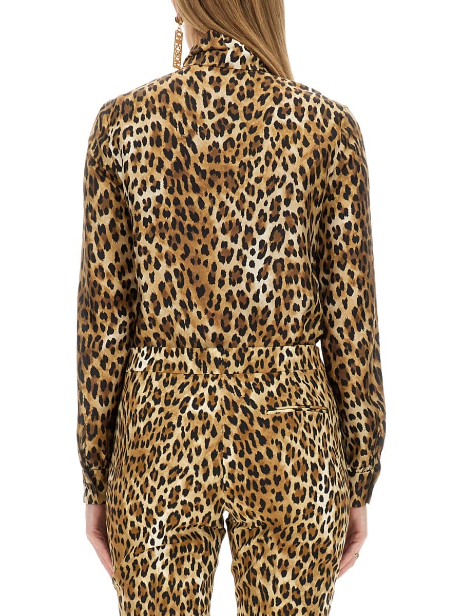 Shop Moschino Shirt With Animal Pattern In Animalier