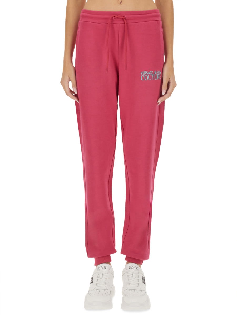 Versace Jeans Couture Women's Jogging Pants With Logo In Fuchsia