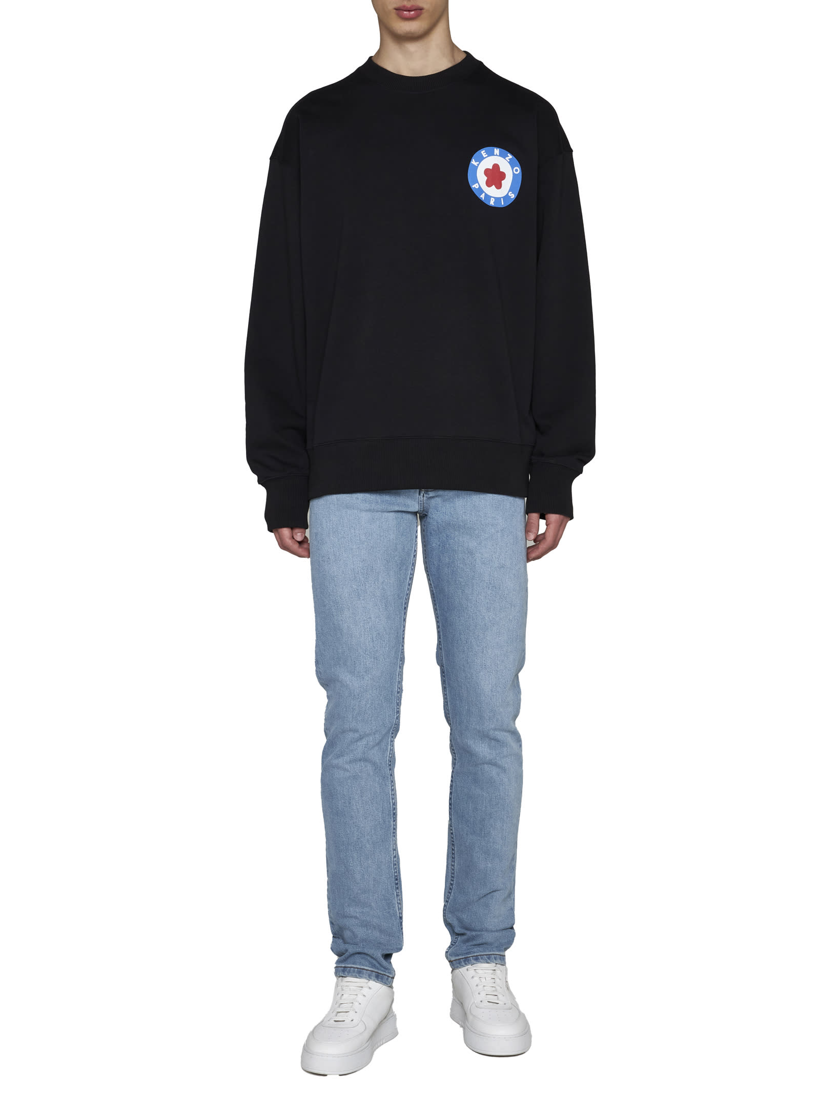 Kenzo Logo Cotton Oversized Sweatshirt In Black