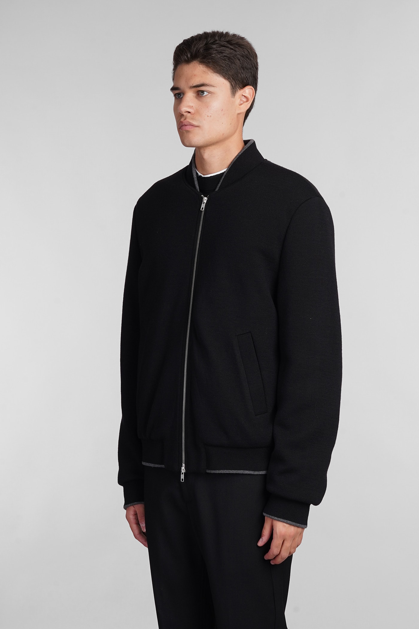 Shop Mauro Grifoni Bomber In Black Wool