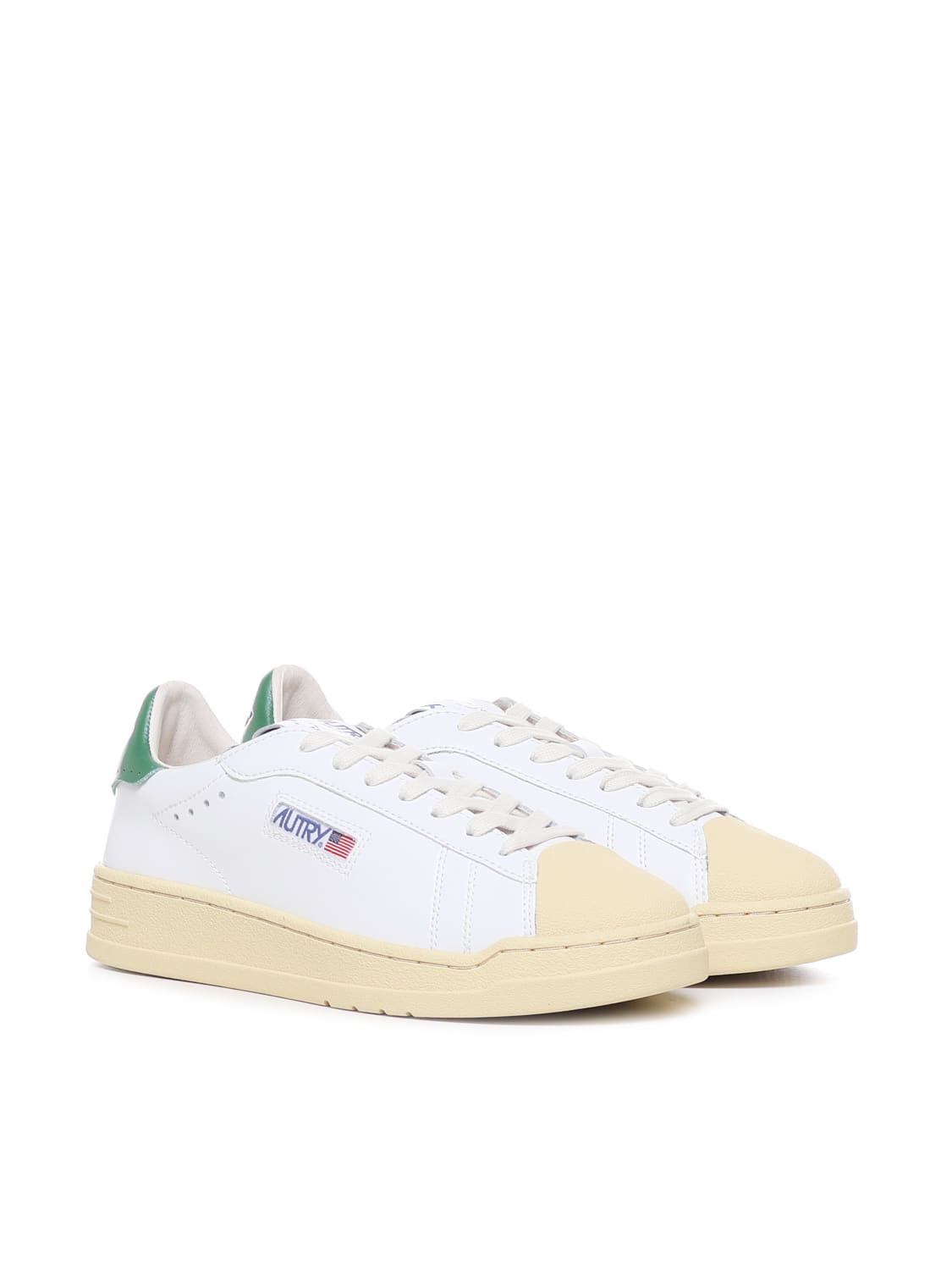 Shop Autry Bob Lutz Low Leather Sneakers In Bianco E Verde