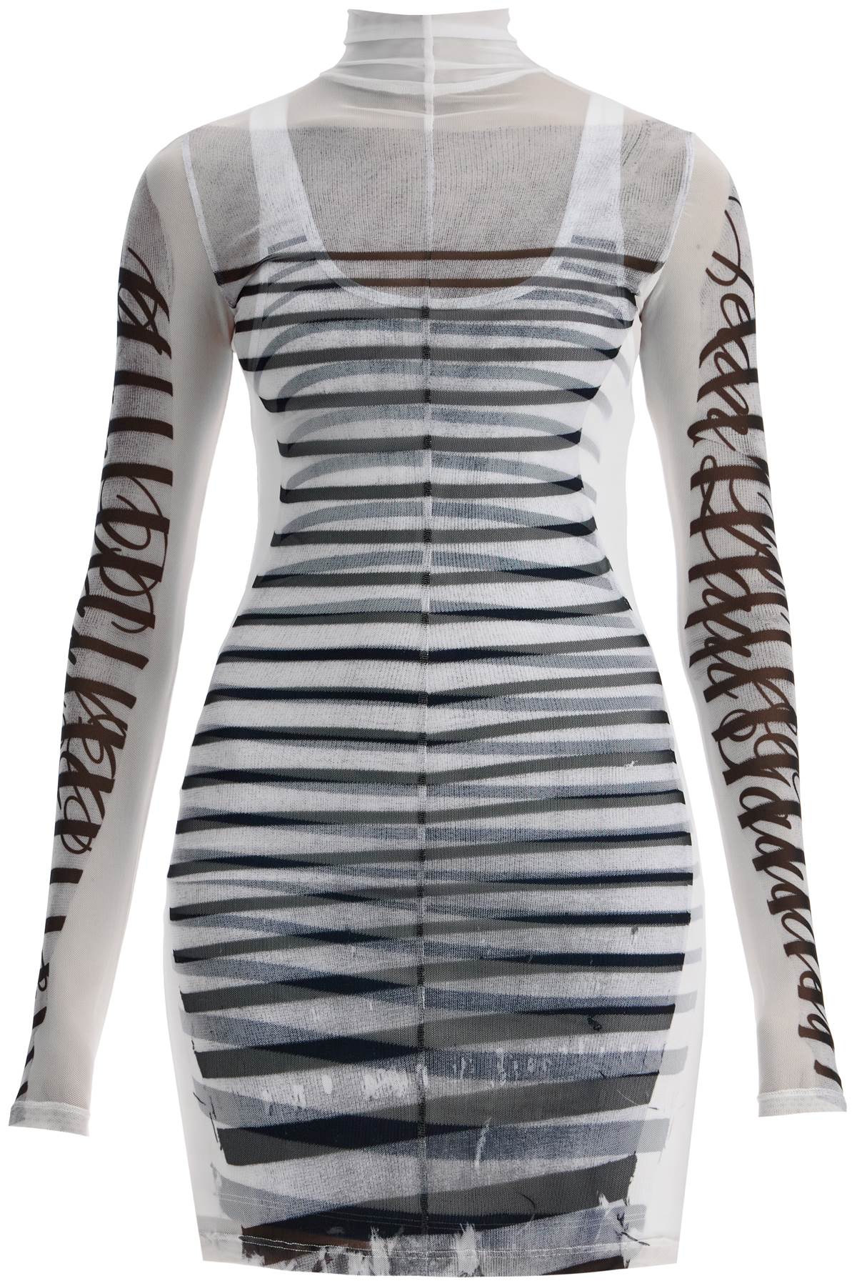 Shop Jean Paul Gaultier Double-layered Mini Dress With Mariniã¨re In White/navy/black (white)