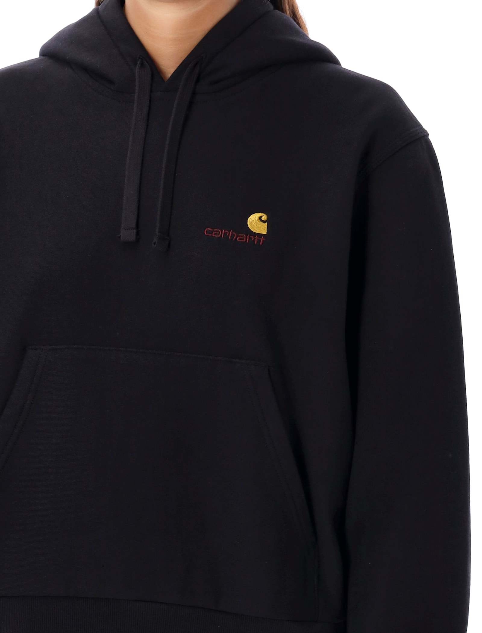 Shop Carhartt W Hooded American Script Sweatshirt In Black