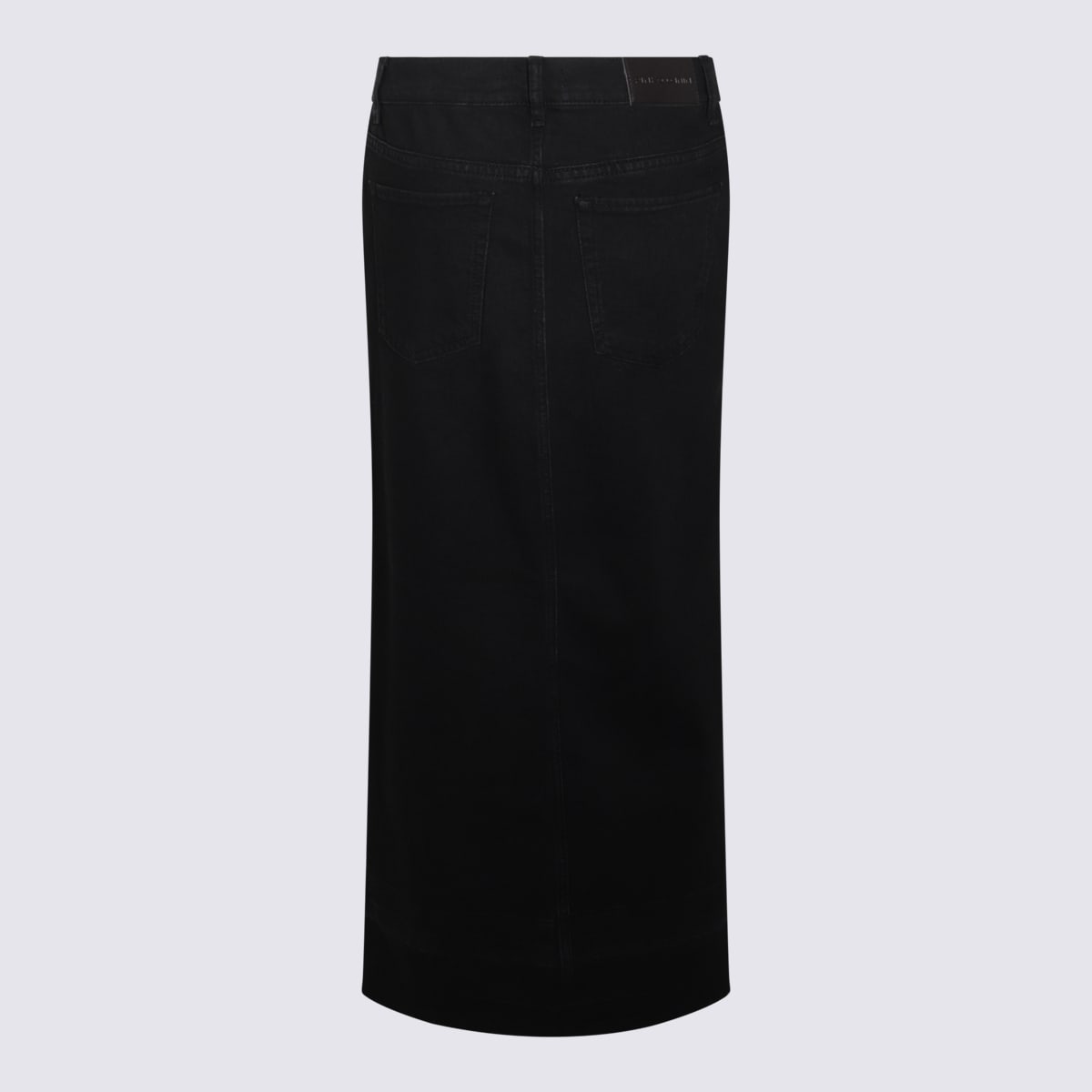 Pinko Jupe Longue Fendue En Denim Noir In Nero Limousine