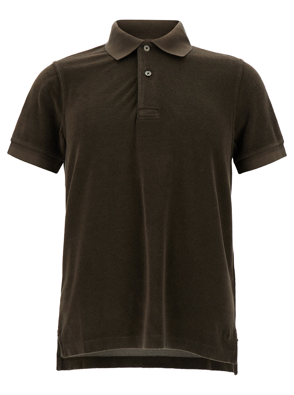 TOM FORD BROWN POLO SHIRT WITH TONAL LOGO EMBROIDERY IN COTTON BLEND MAN