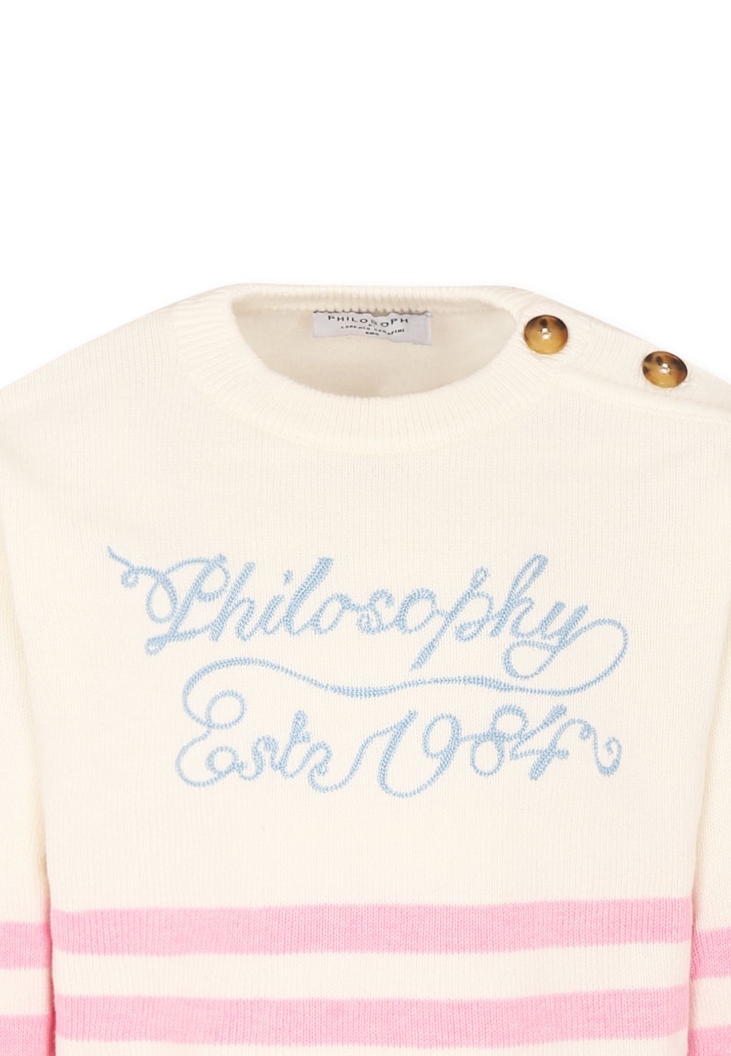 Philosophy Di Lorenzo Serafini Ivory Sweater For Girl With Logo In Ivory
