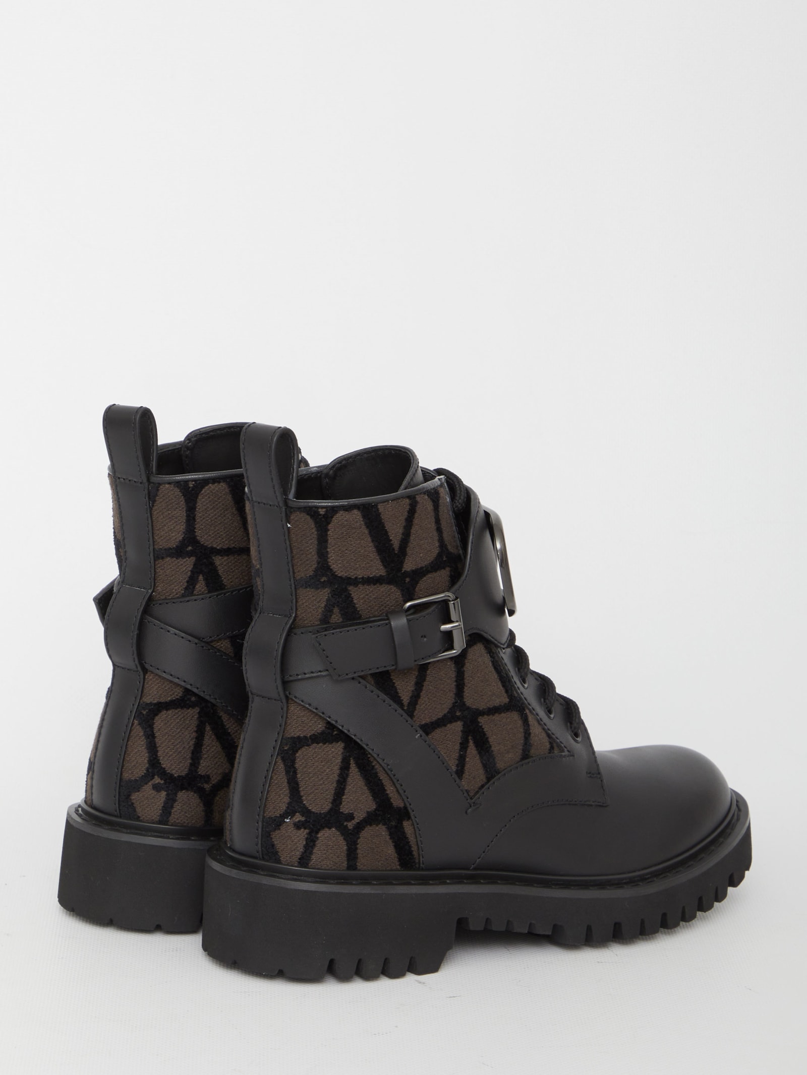 Shop Valentino Vlogo Signature Combat Boots In Black