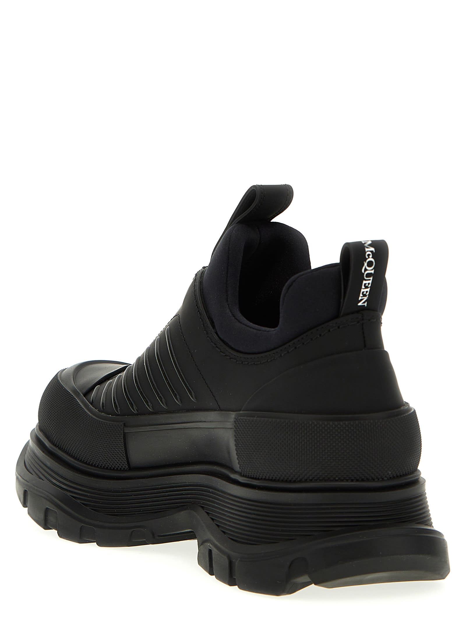 Shop Alexander Mcqueen Lace Up Sneakers In Black/black
