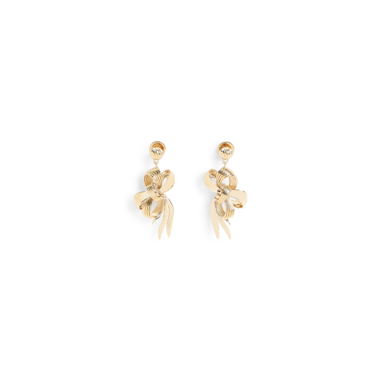 Miu Miu Drop Earrings With Knot Detail And Polish In Gold