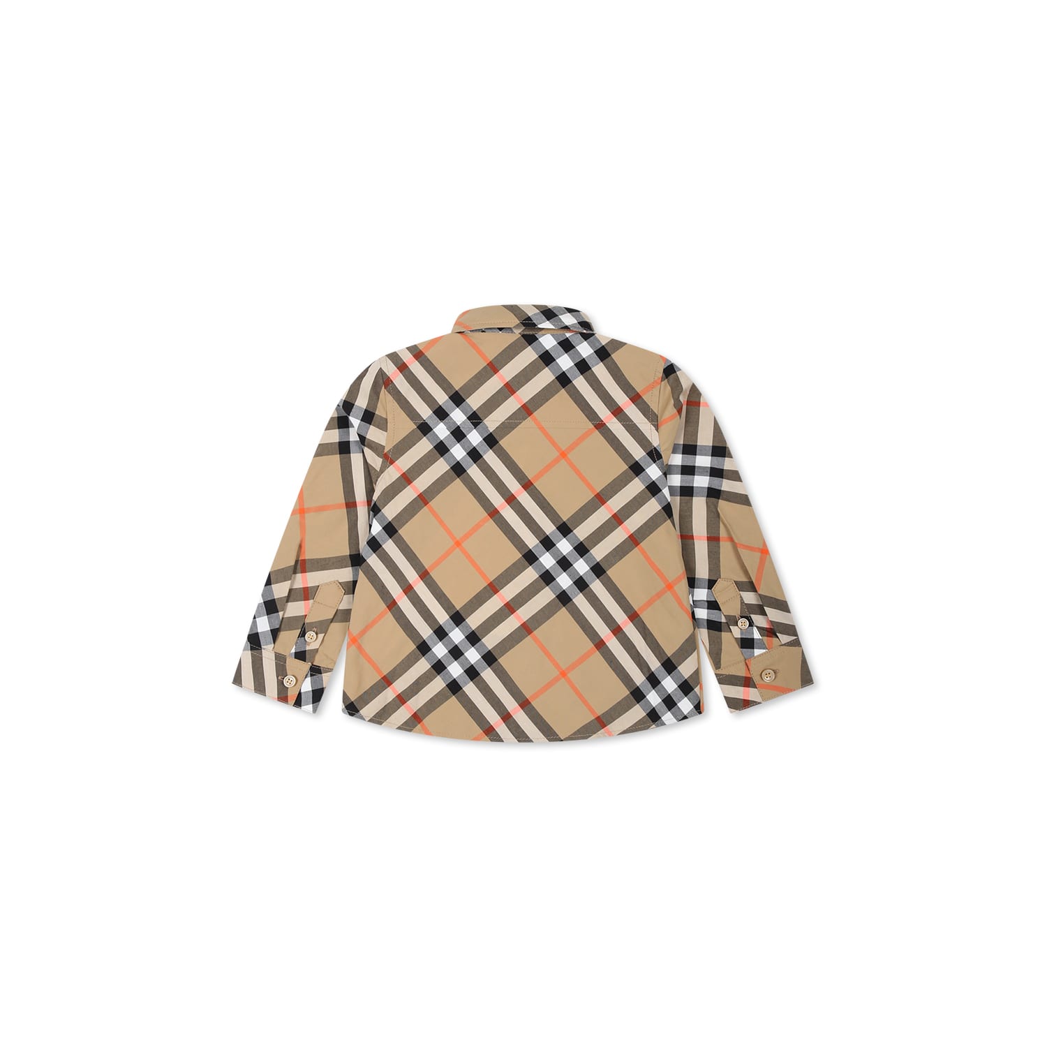 Burberry Beige Shirt For Baby Boy With Vintage Check In Brown