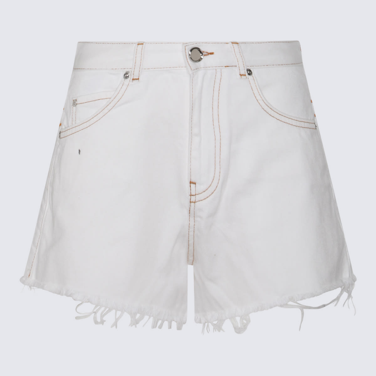 Shop Pinko White Cotton Shorts In Bianco-biancaneve