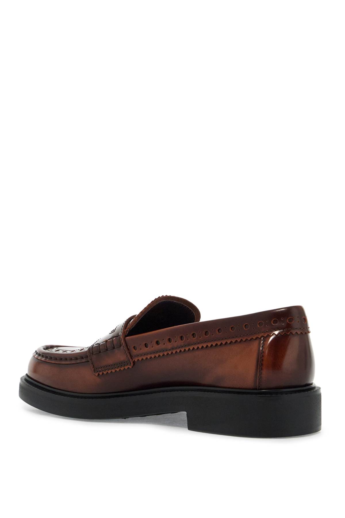 Shop Tod's Leather Brogue Loafers In Cuoio Scuro (brown)