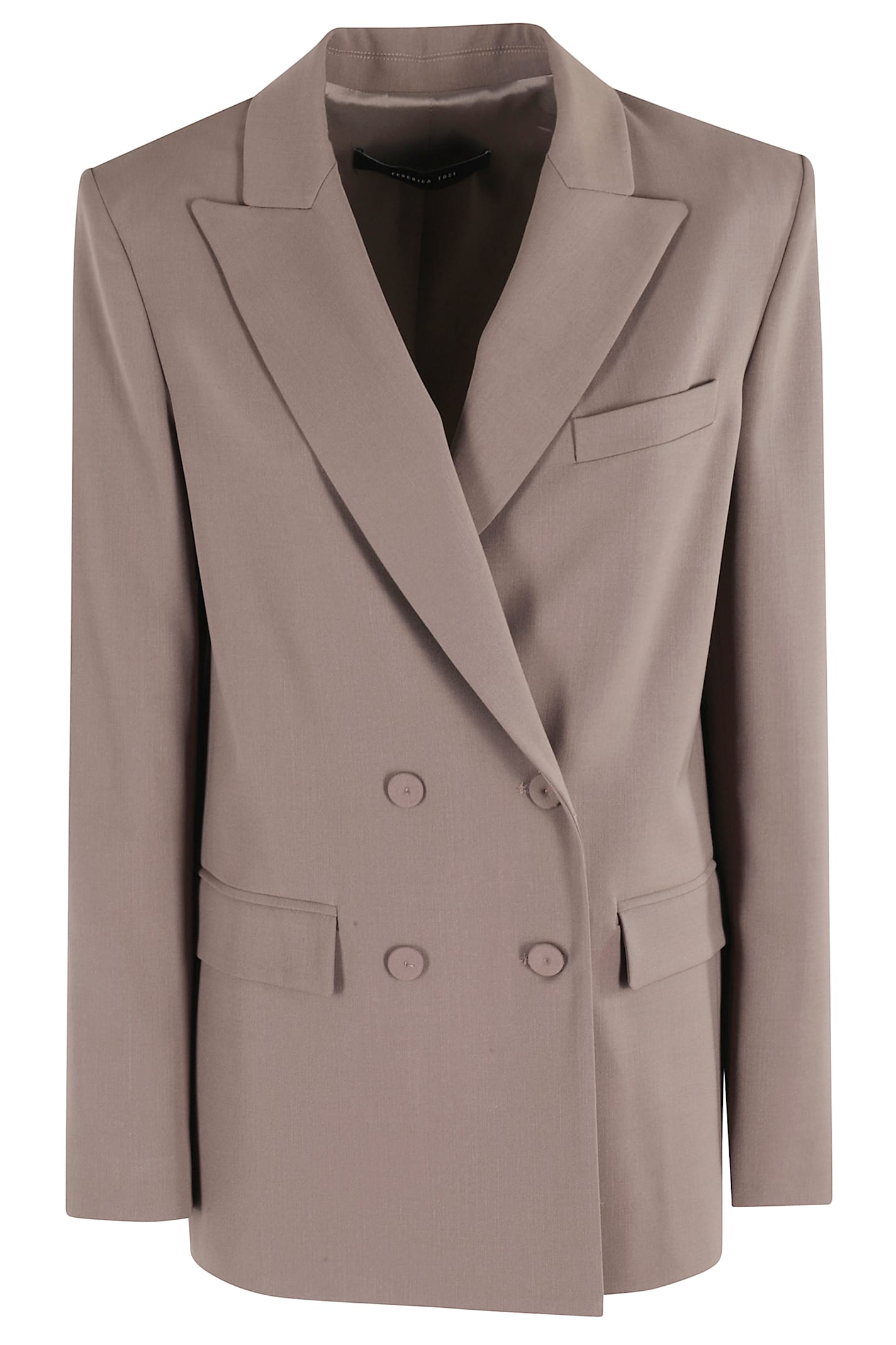 Federica Tosi Double-breasted Peak-lapel Jacket In Neutral