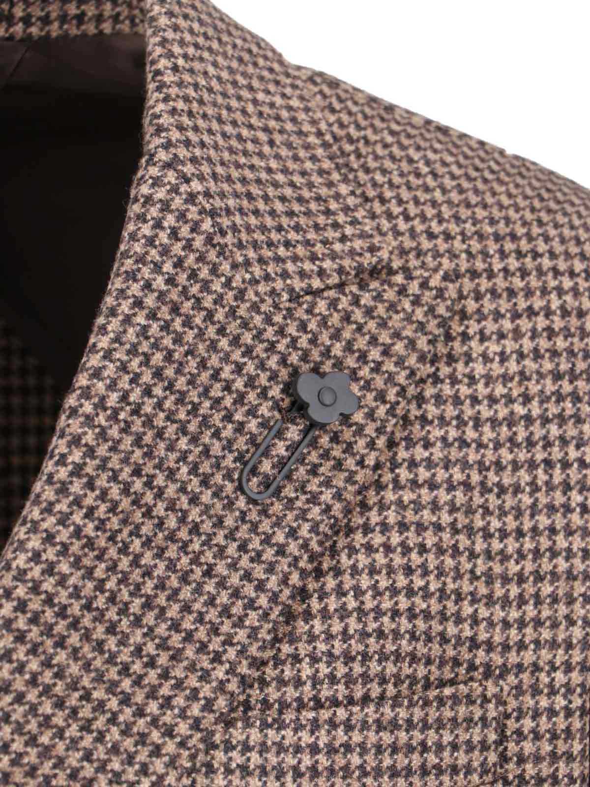 Shop Lardini Double-breasted Blazer In Brown