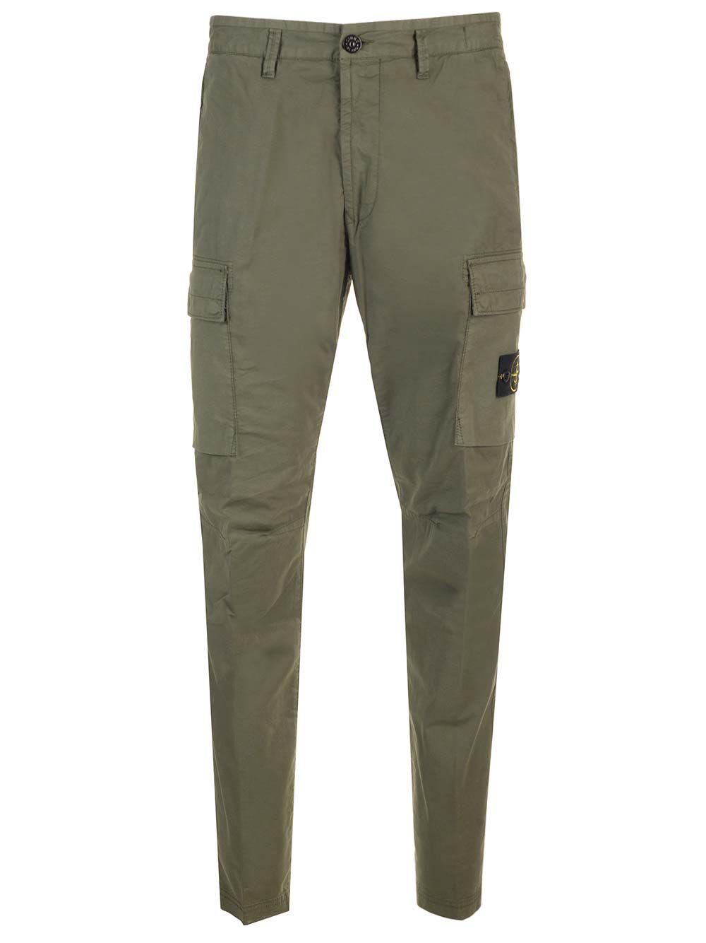 Shop Stone Island Supima Cotton Cargo Trousers In Green