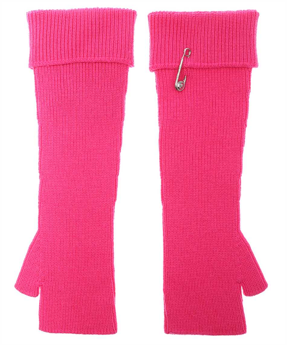 Shop Versace Wool Gloves In Fuchsia