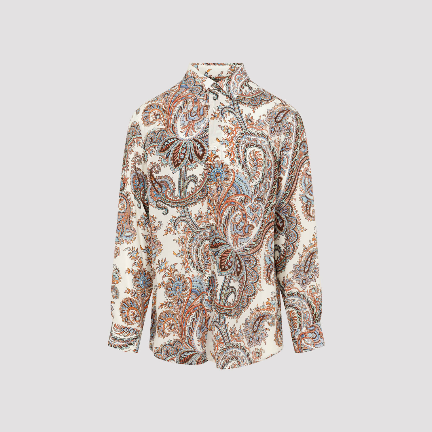 Shop Etro Silk Over Shirt In Bianco Multi