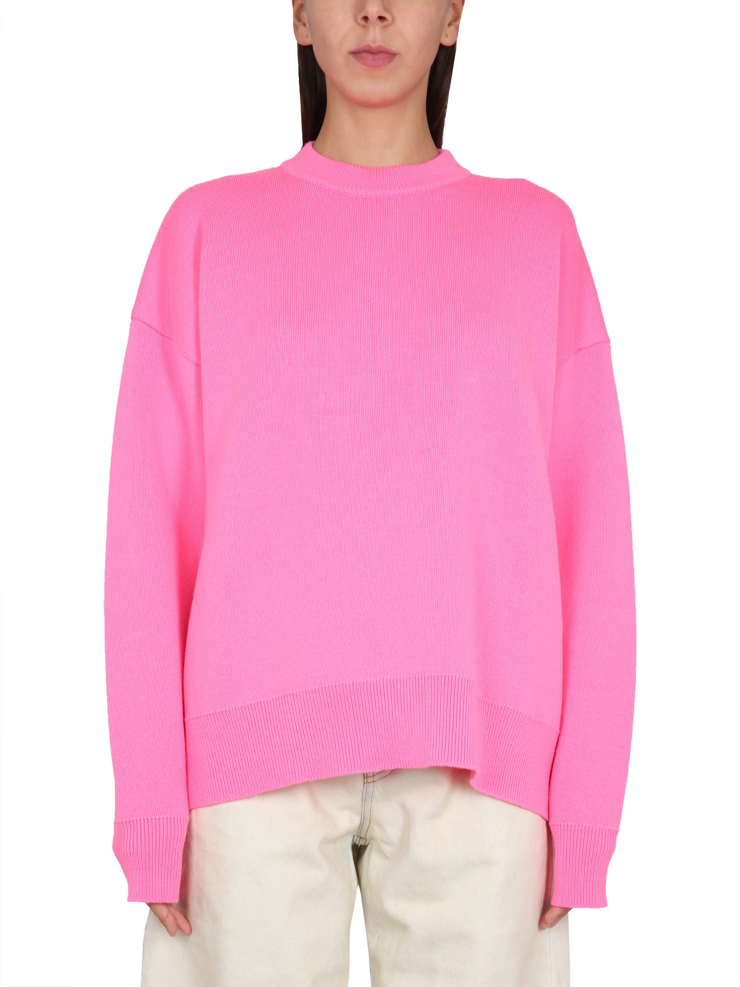 Shop Palm Angels Jersey With Palm Motif In Fucsia