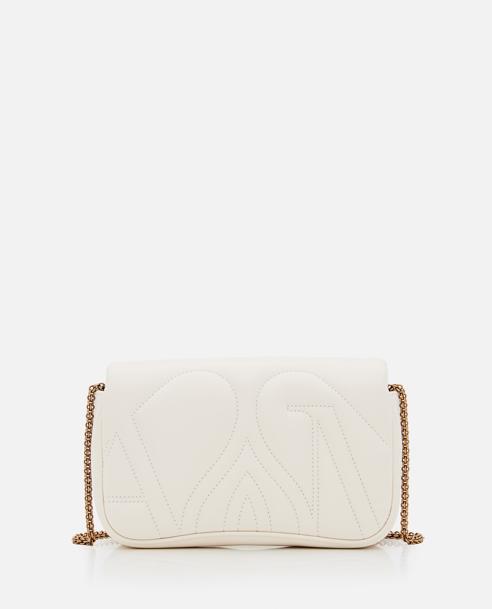 Alexander Mcqueen Mini Seal Leather Shoulder Bag In White