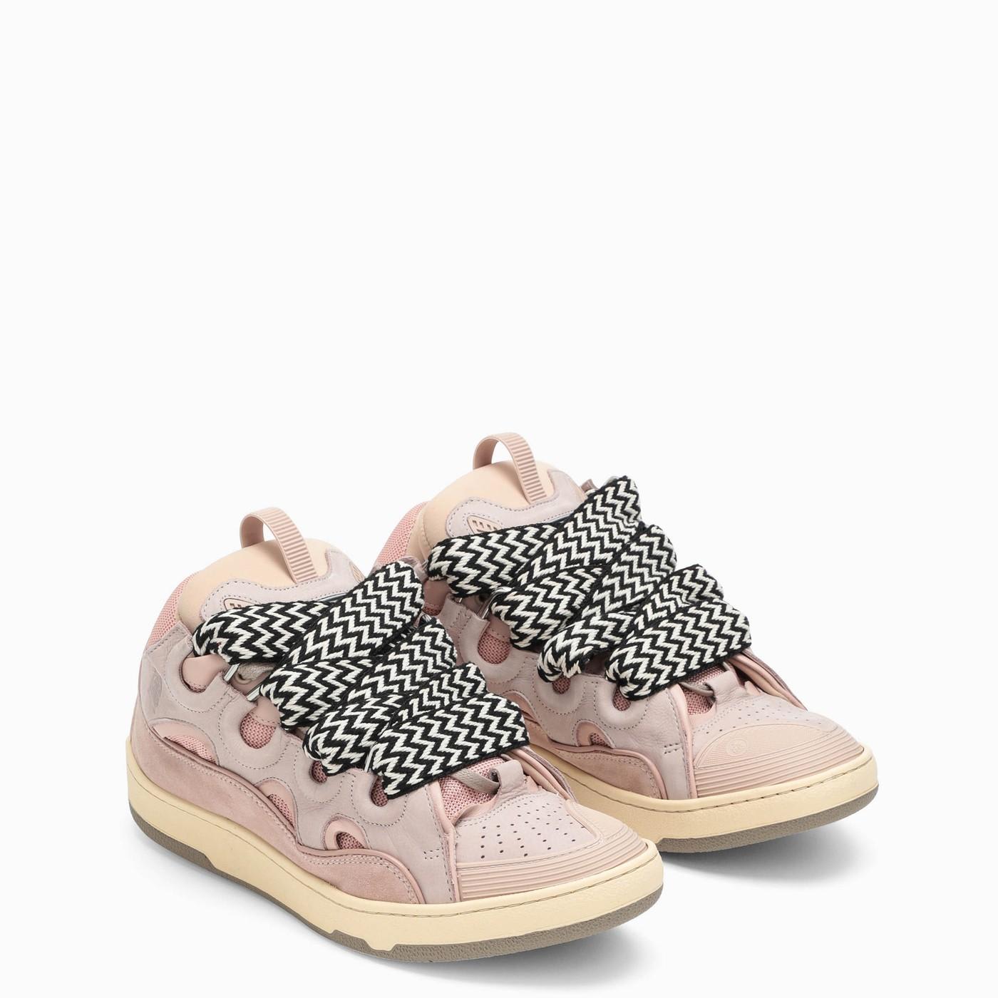 Shop Lanvin Pink Leather Curb Sneakers