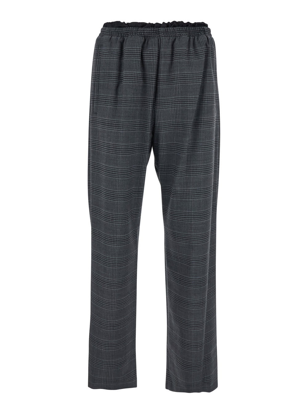Diesel P-tilson Grey Pants With Logo Detail On The Rear And All-over Check Motif In Wool Blend Stretch Man In Gray