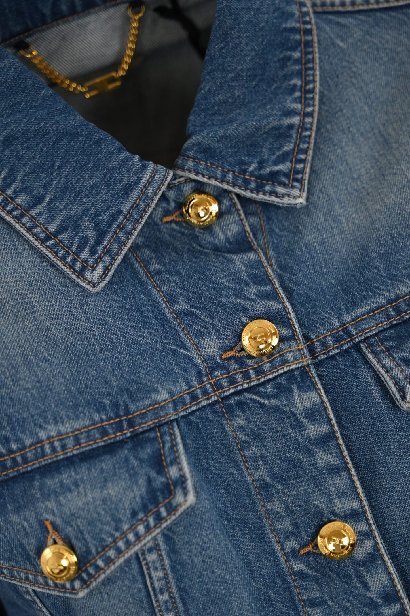 Elisabetta Franchi Oversized Cropped Denim Jacket In Light Blue