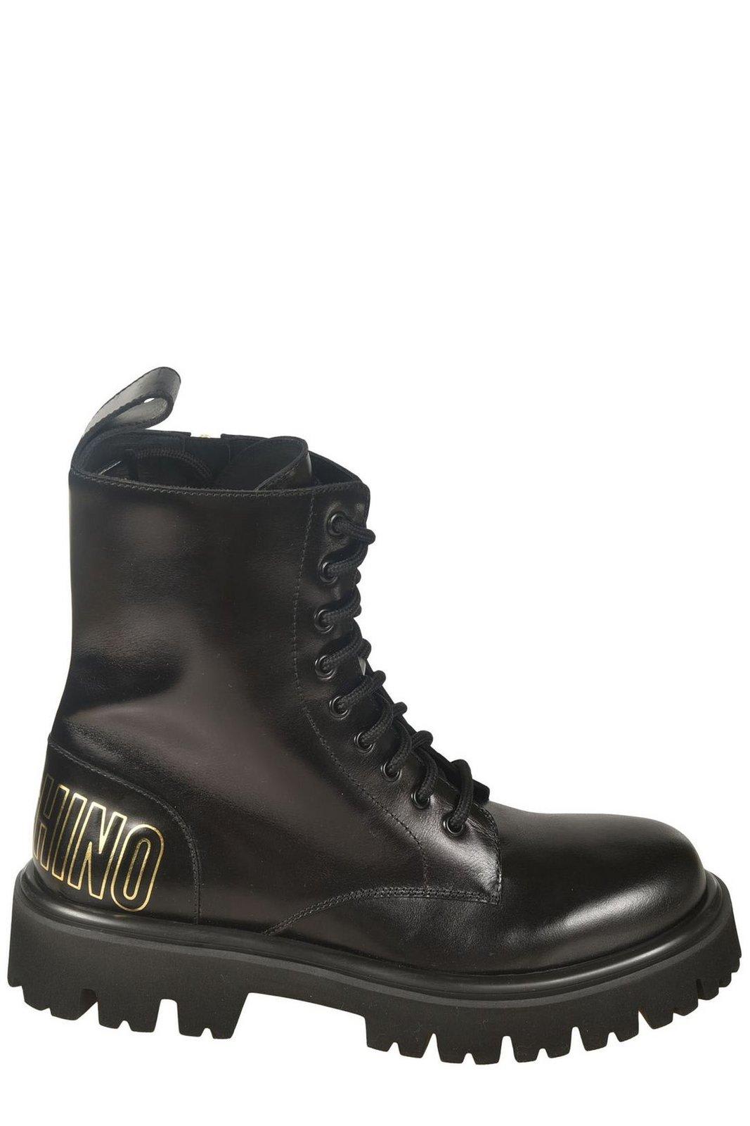 Logo-embossed Lace-up Boots