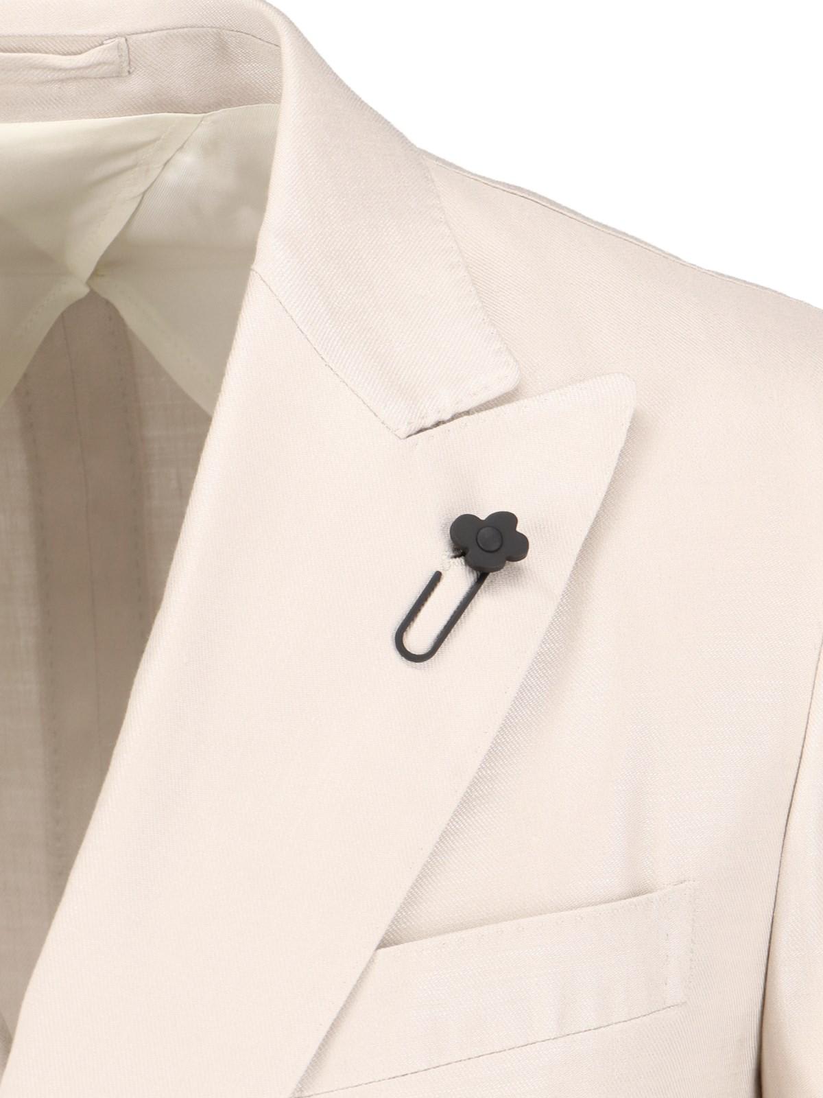 Shop Lardini Double-breasted Suit In Panna