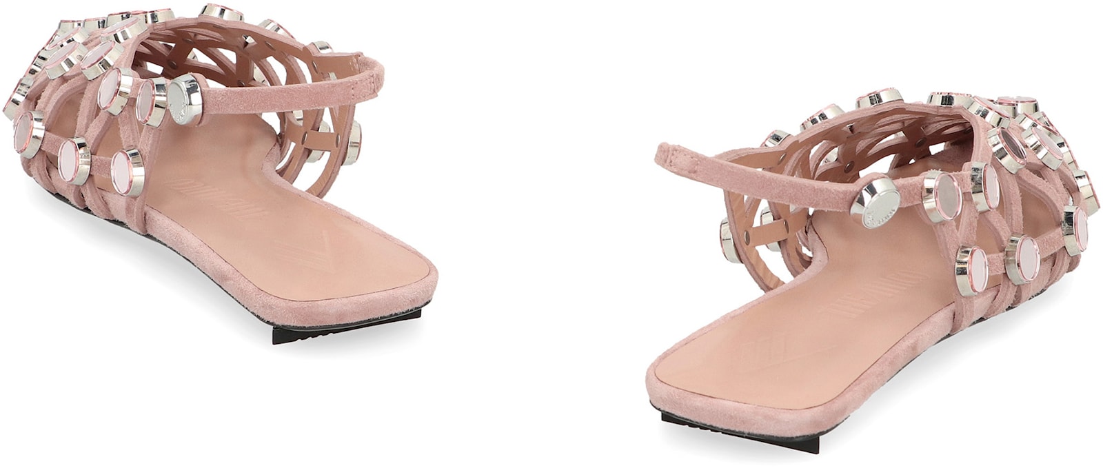 Attico Suede Flats With Open Design And Studs In Pink
