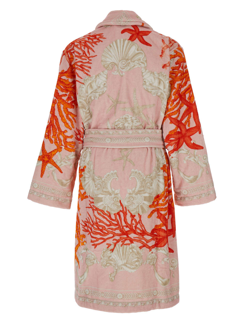 Shop Versace Multicolor Bathrobe With Sea Baroque Pattern In Terry Cotton