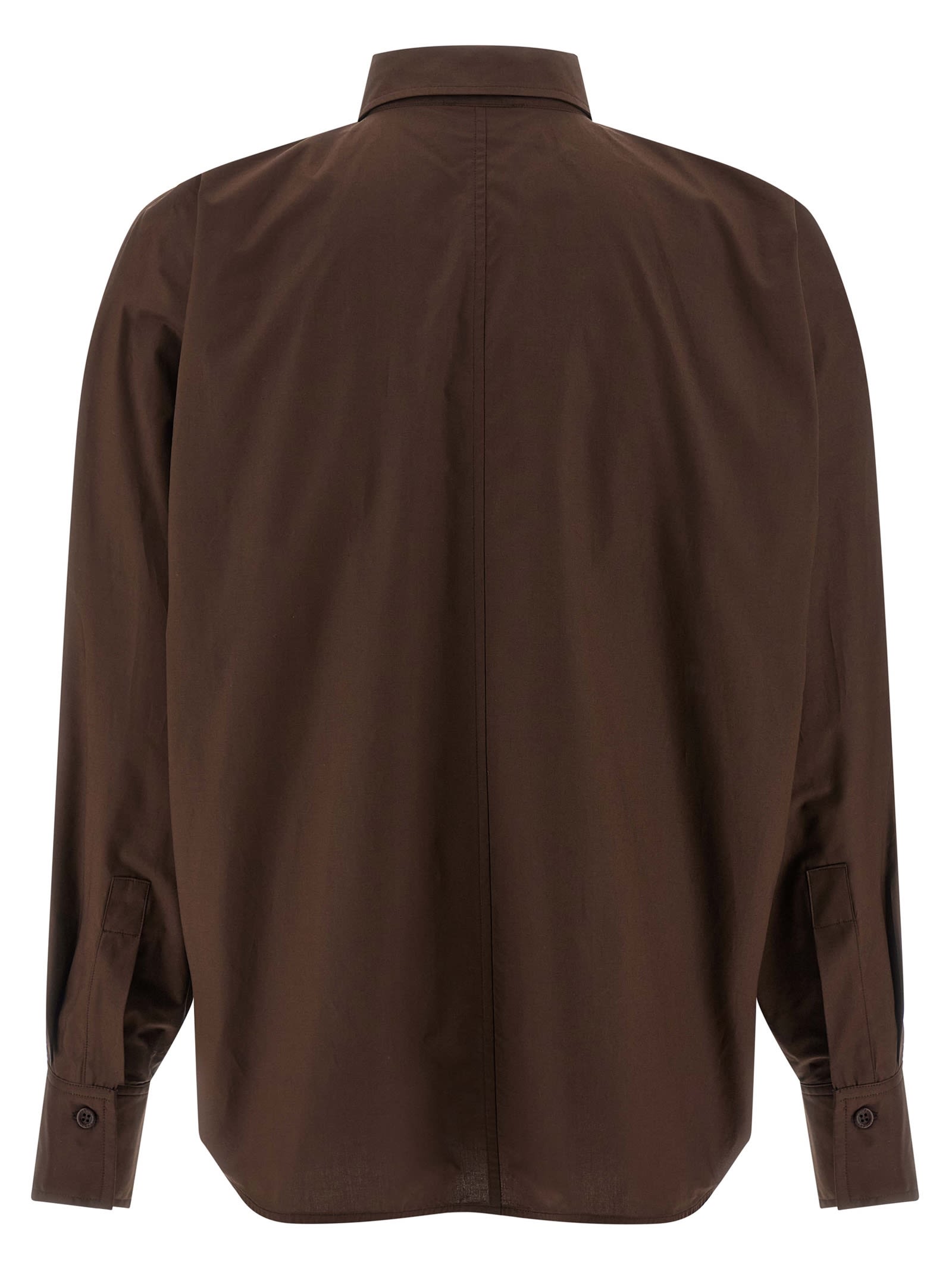 Nude Bat-sleeve Pocket Shirt In Brown