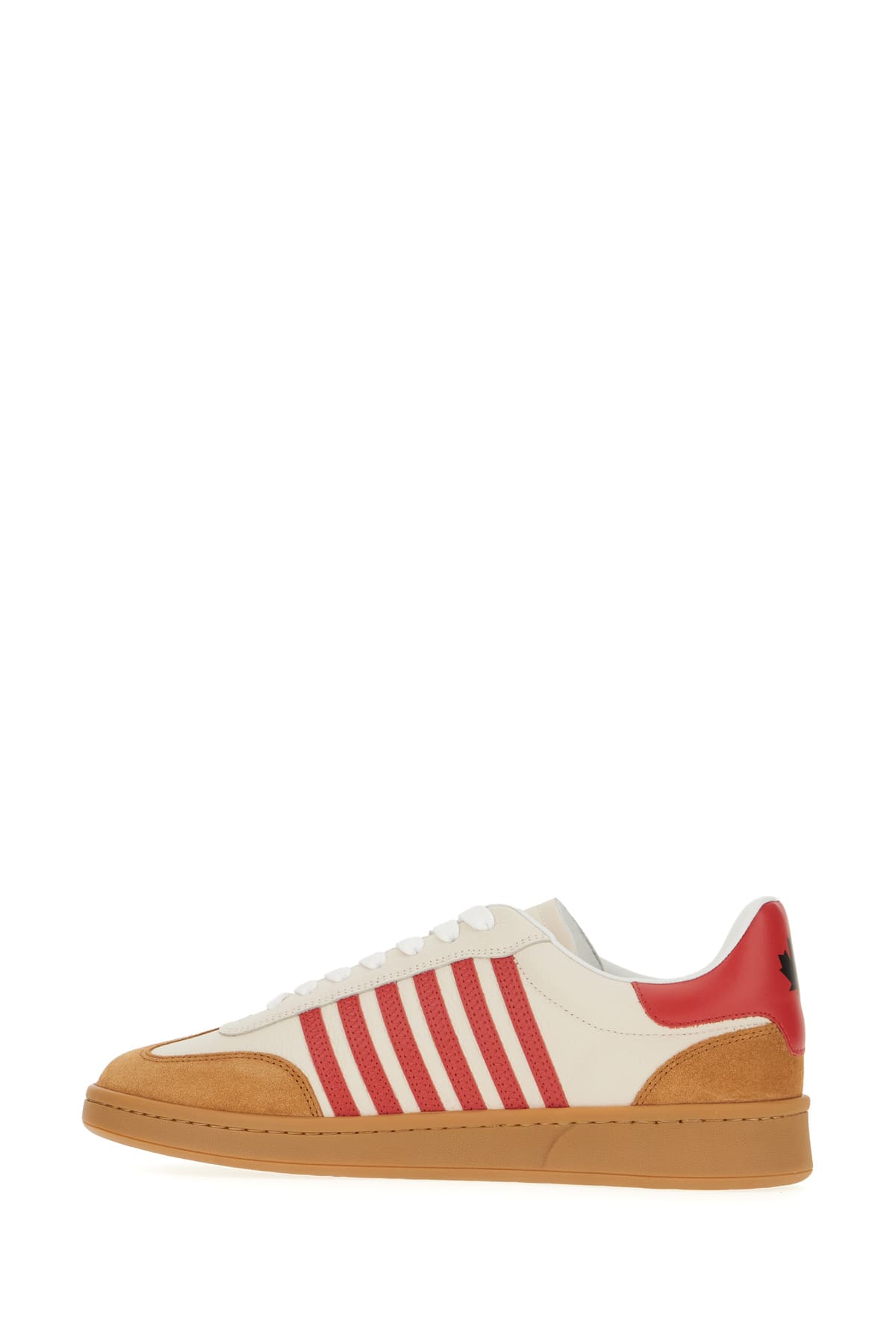 Shop Dsquared2 Multicolor Leather Boxer Sneakers In Beige Red