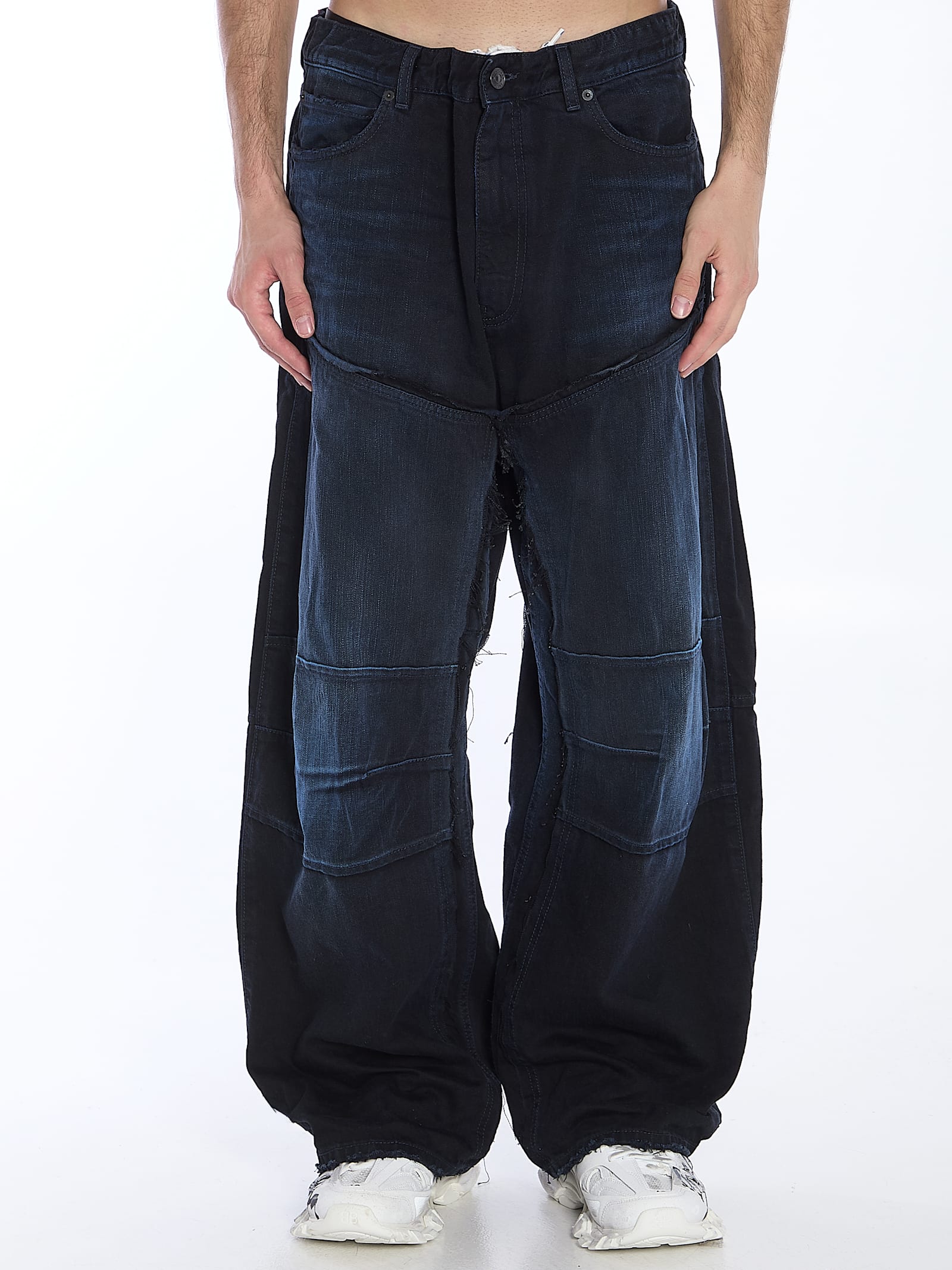 Shop Balenciaga Double Knee Jeans In Black