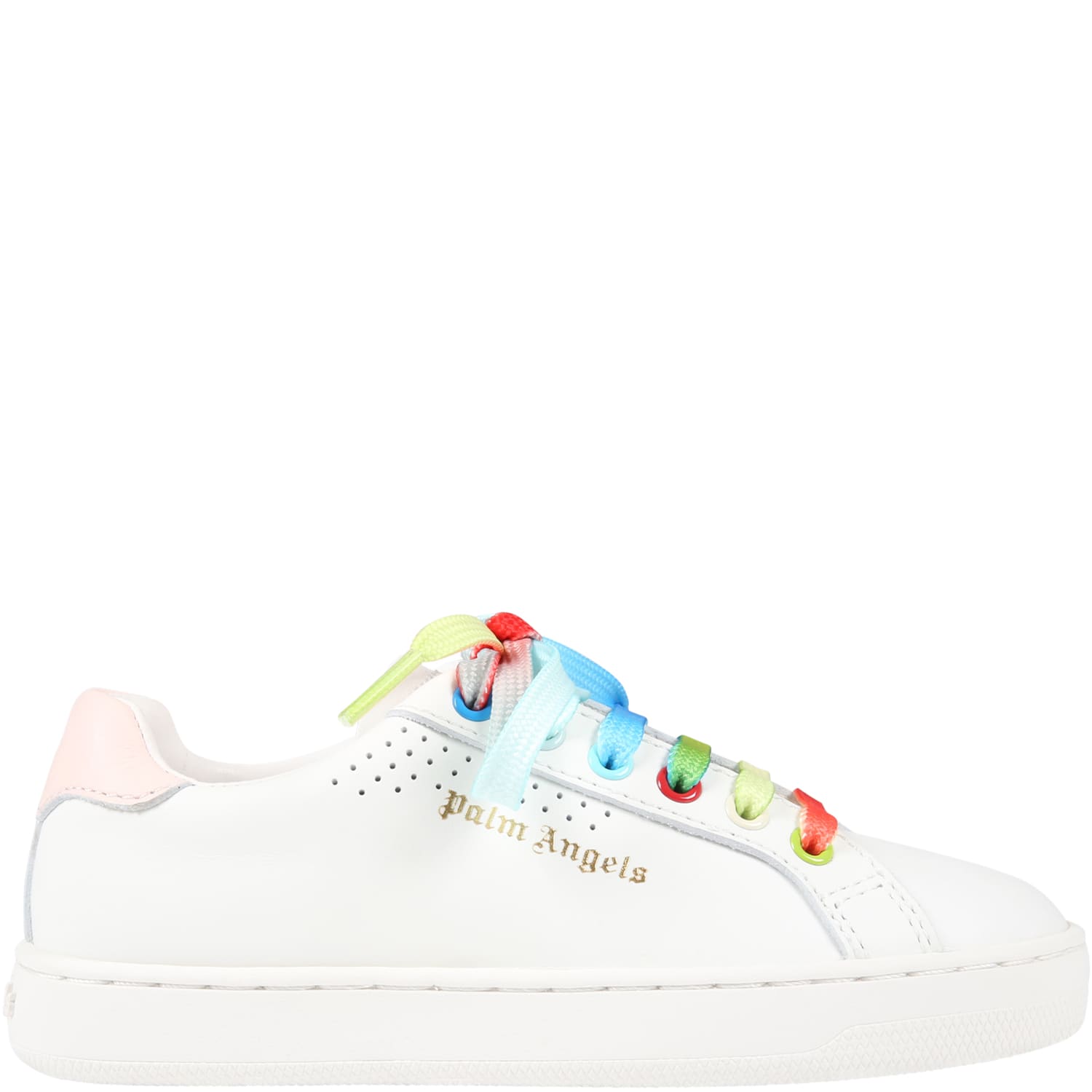 Palm Angels White Sneakers For Girl With Logo