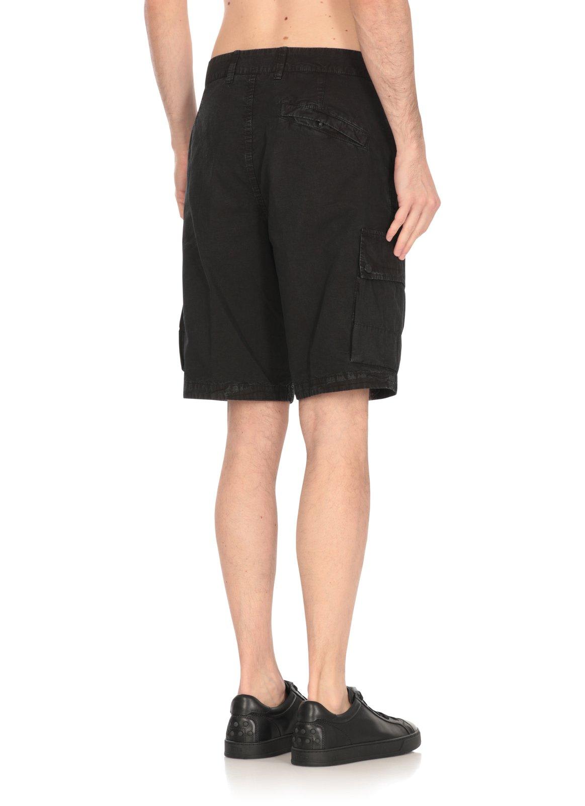 Stone Island Compass Patch Bermuda Shorts In Black