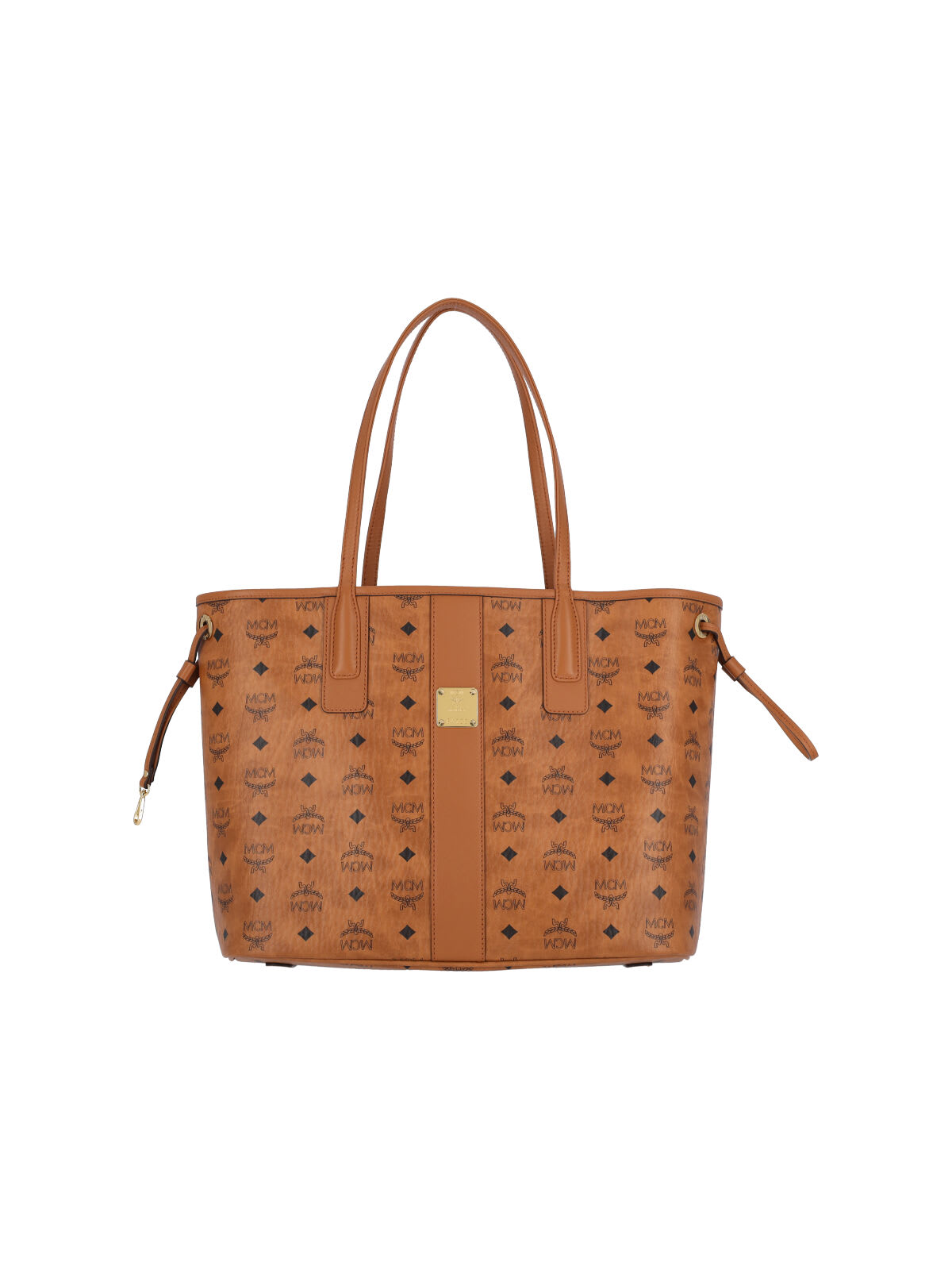 Mcm Reversible Small Tote Bag With Monogram Print In Brown