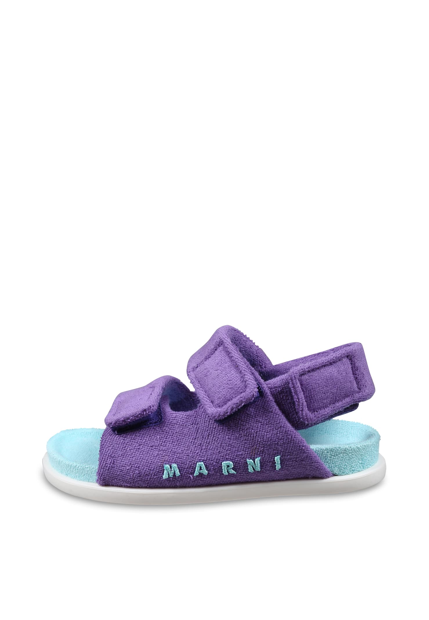 Marni Logo-embroidered Sandals In Violet