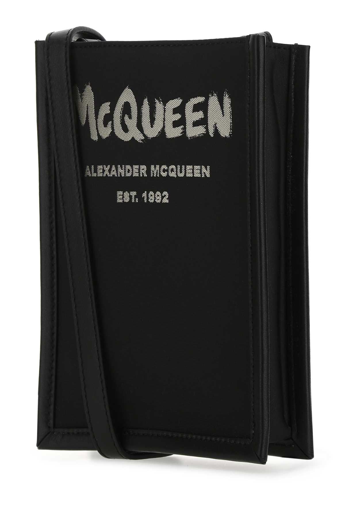 Shop Alexander Mcqueen Black Fabric Mini Edge Crossbody Bag In 1073
