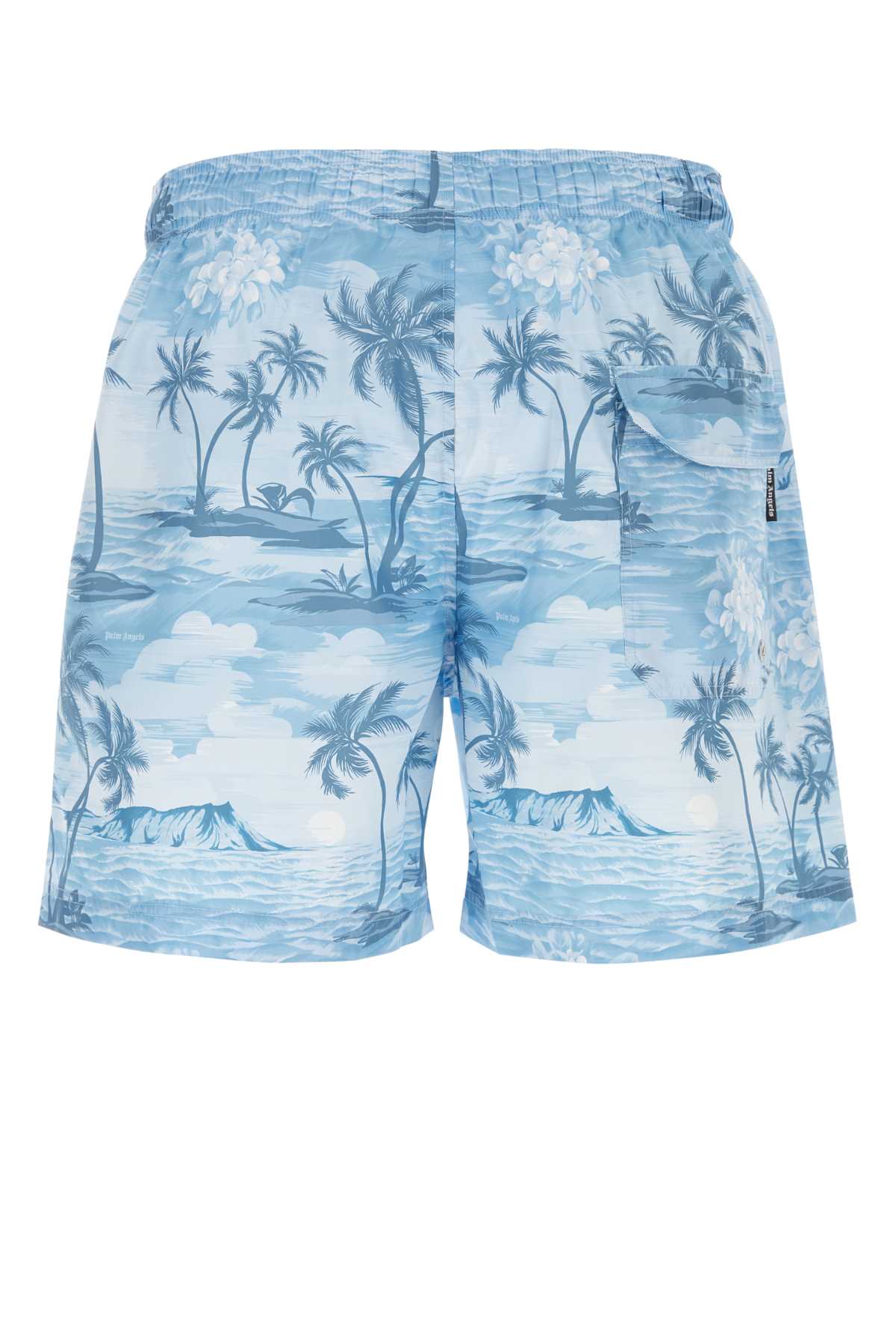 Shop Palm Angels Printed Polyester Swimming Shorts In Indigoblue